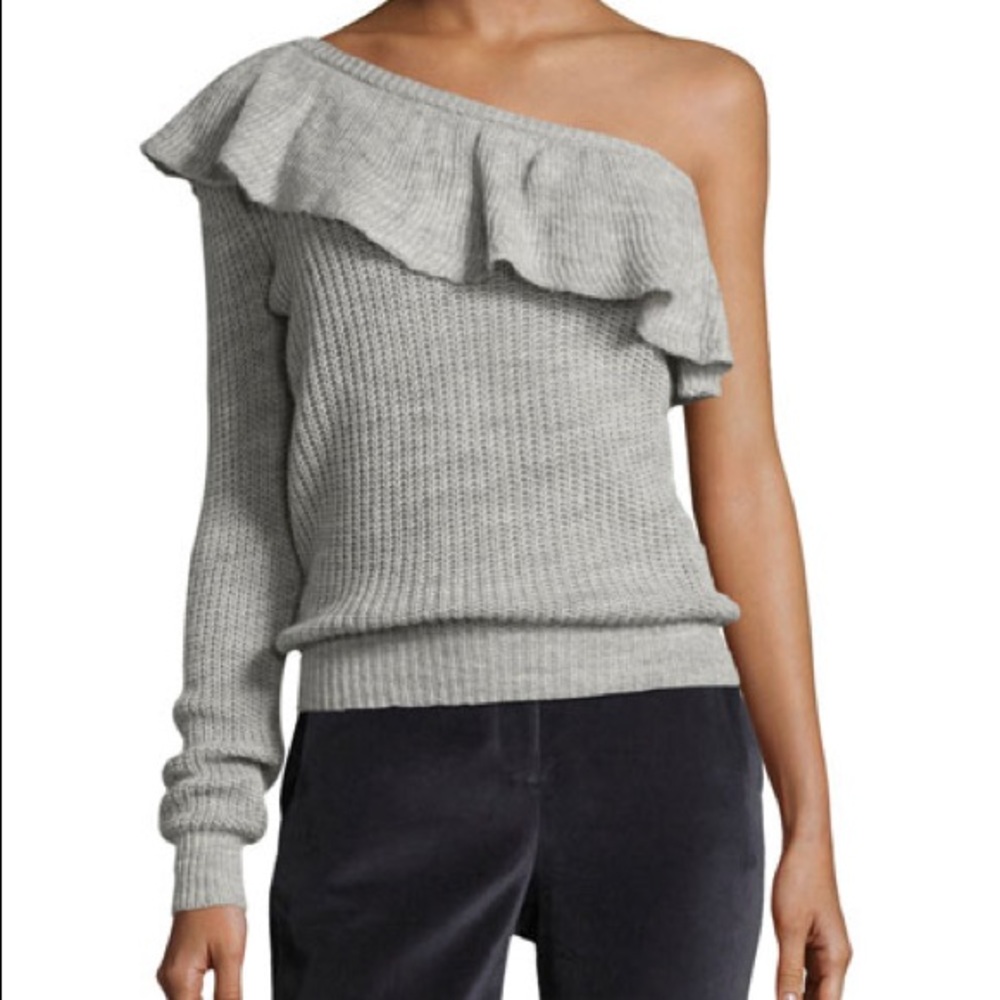 Rebecca Taylor Frilly Knit One Sleeve Sweater